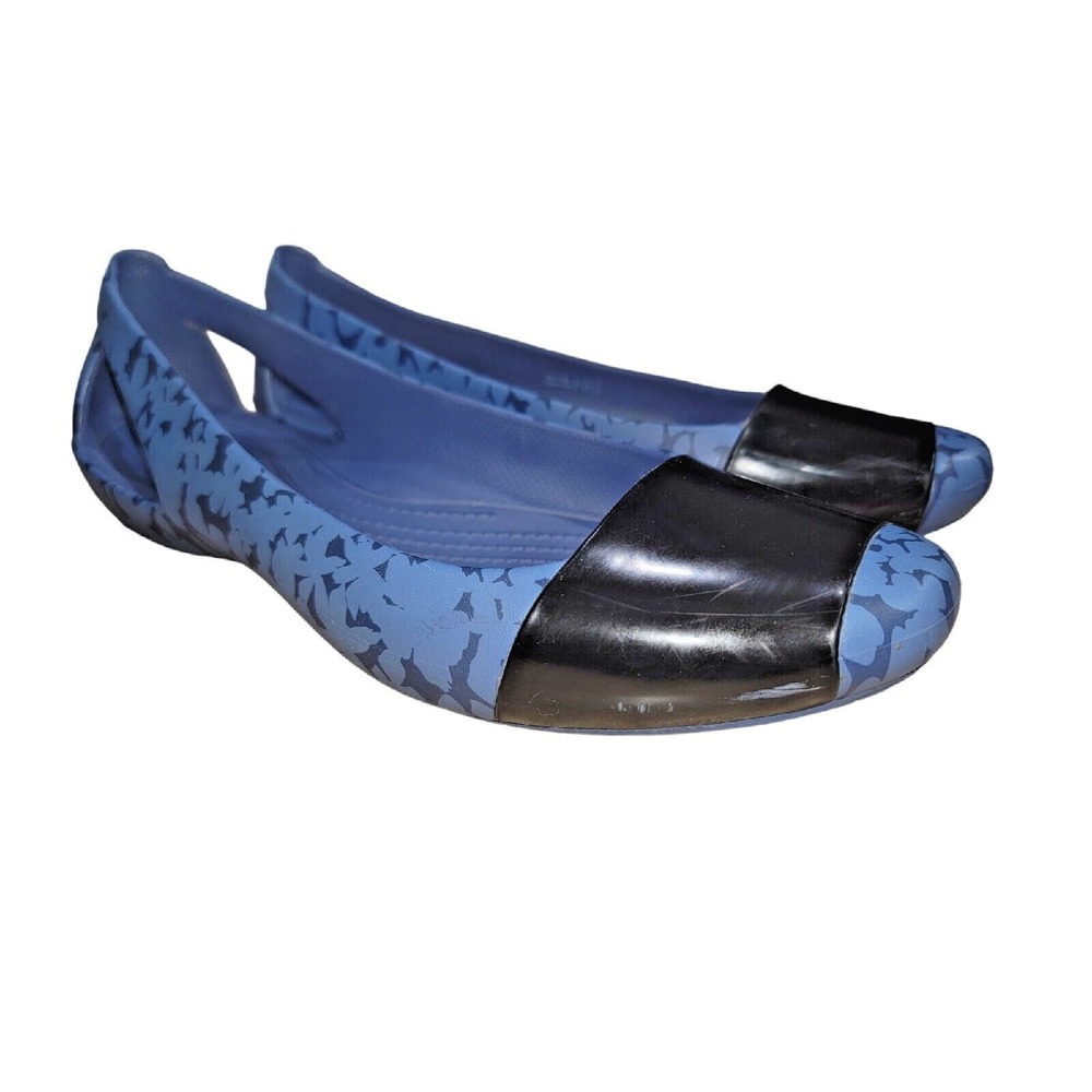 Crocs Sienna Women's Bijou Blue Black Comfort Casualโ Flats Size 10